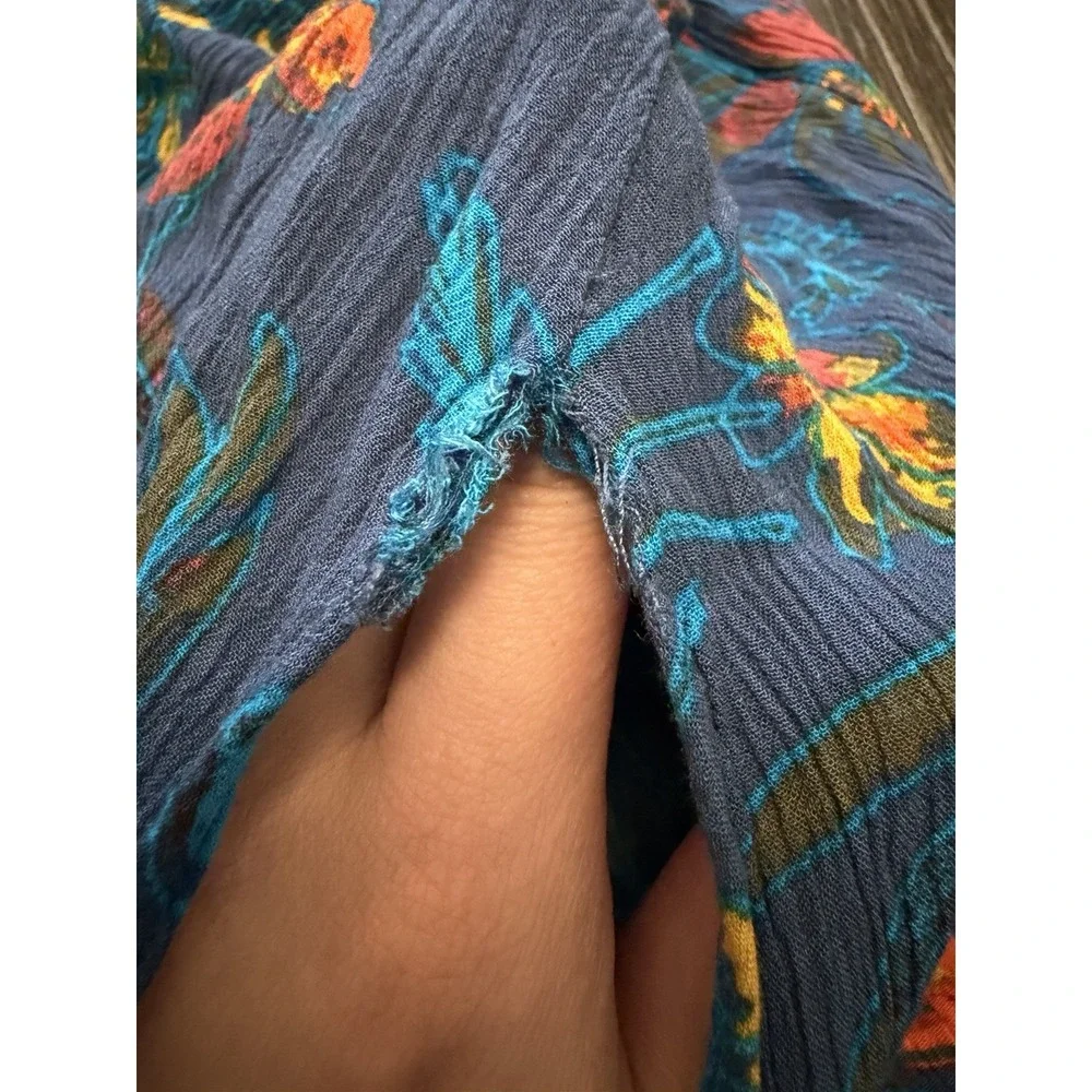 Free People One Step Ahead Maxi Dress Blue Sz XS Boho Romantic Floral Ethereal
